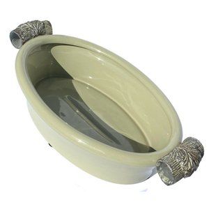 FITZ and FLOYD Oval Basin Exoticals Soft Mint Decorative Pottery Display Planter